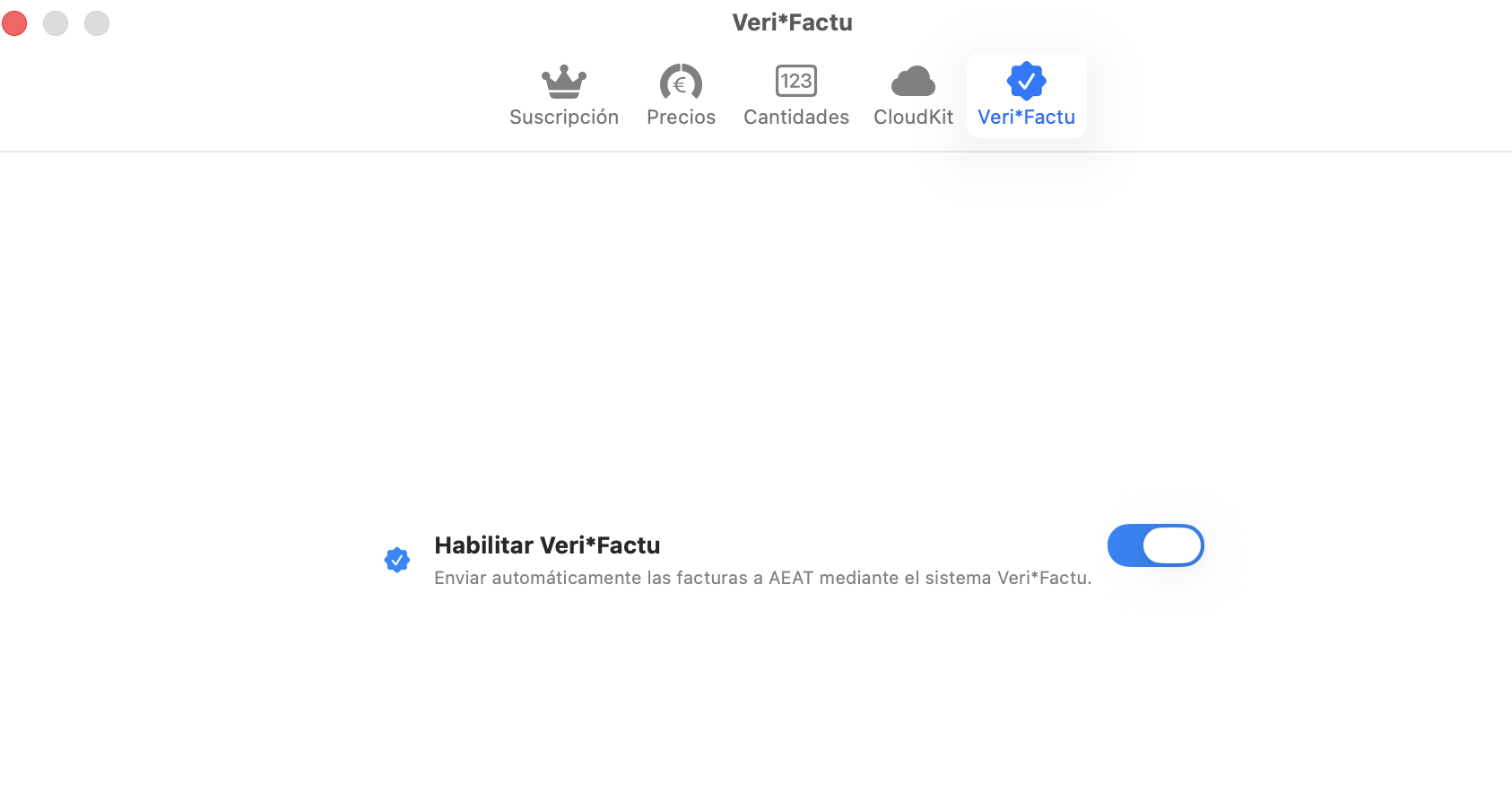 Habilitar VERI*FACTU en los ajustes de ClipFactura